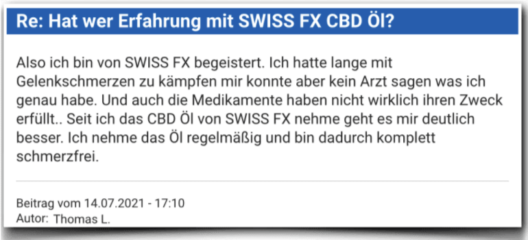 SWISS FX CBD Erfahrung Erfahrungen Erfahrungsbericht