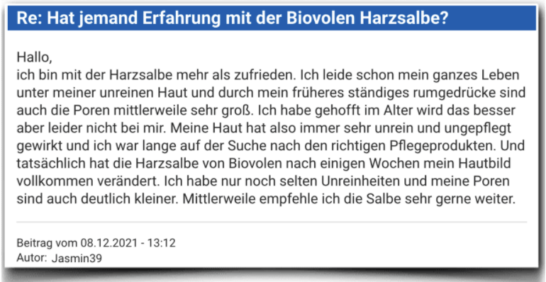 Biovolen Harzsalbe Erfahrungsbericht Erfahrungen Bewertung Erfahrung